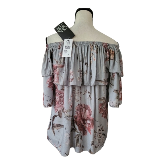 💕Chaser Off Shoulder Boho Floral Print Top. Size M New - Picture 4 of 7